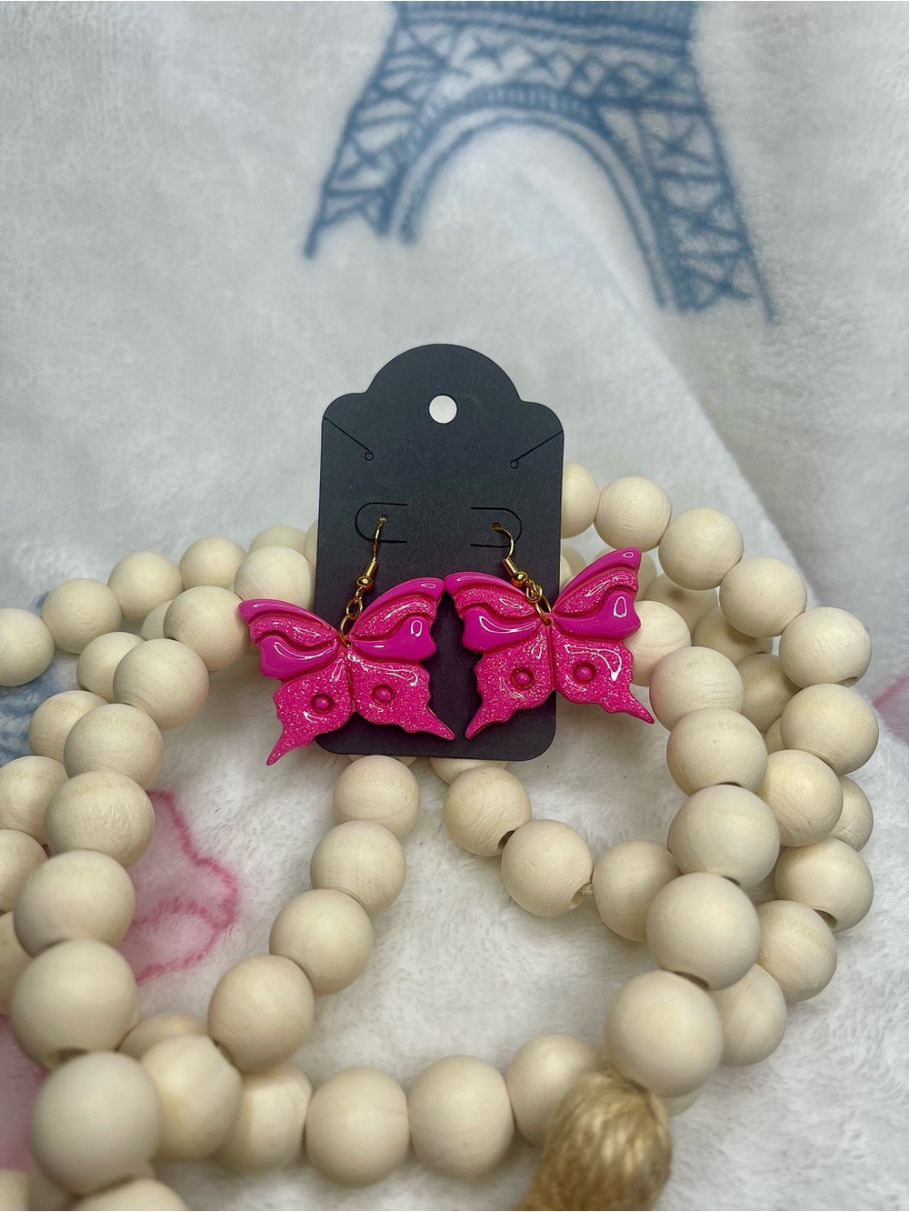 Bright Pink Butterfly Dangle Earrings - Women Jewelry